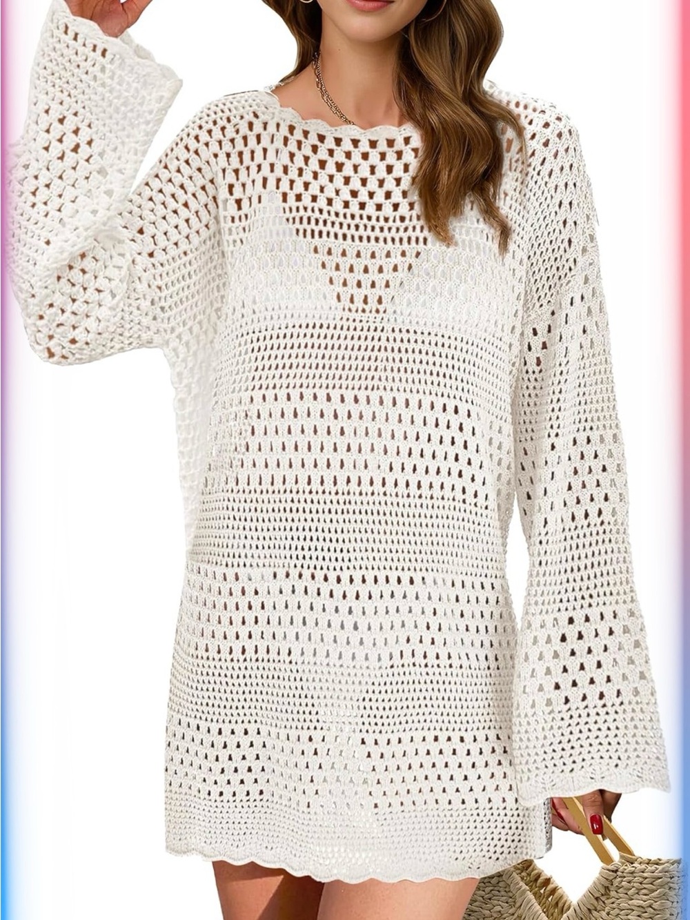 Womens Crochet Swimsuit Cover Up Swim Bikini Cover Ups